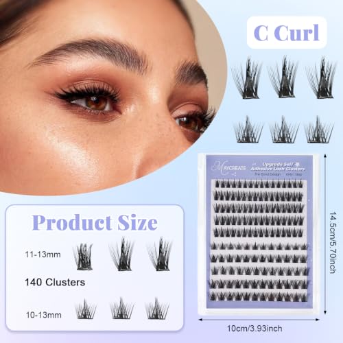 Image of MAYCREATE 140pcs Wispy Eye Lashes for Women Self Adhesive Natural Look Cluster Lashes 2 Styles 10-13mm Manga Anime False Fake Eyelashes Eyelash Lash Clusters with Tweezers for Daily or Parties