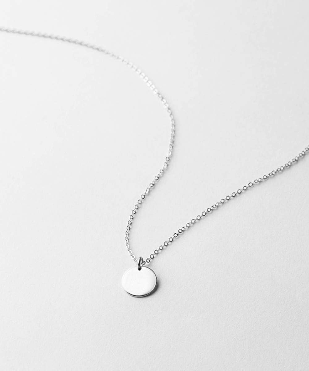 Round Gold Coin Pendant Necklace for Women Girls 925 Sterling Silver 18K Gold Plated Simple Small Full Moon Minimalist Geometric Disk Circle Chain Delicate Choker Jewelry BFF Fashion Gifts Box - Image 4