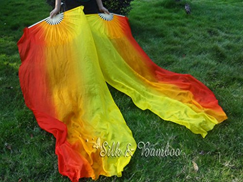 Velo de abanico danza del vientre y serpentina de bandera multicolor ajustable 7