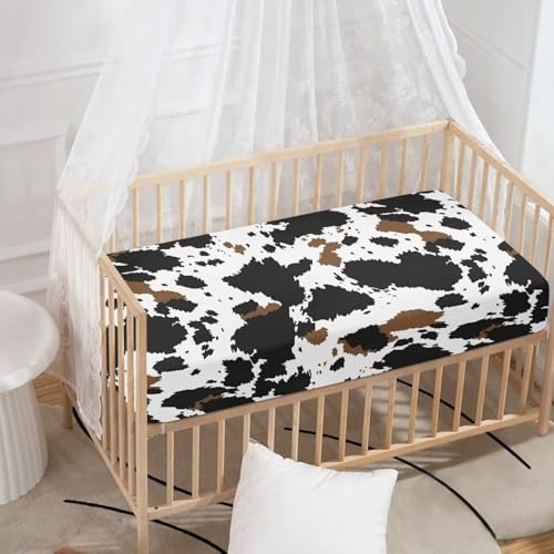 Image of Cow Print Crib Sheets for Baby Boys Girls Horse Crib Sheet for Standard Crib Mattress 28 inch x 52 inch Fitted and Soft Breathable Crib Mattress Sheet
