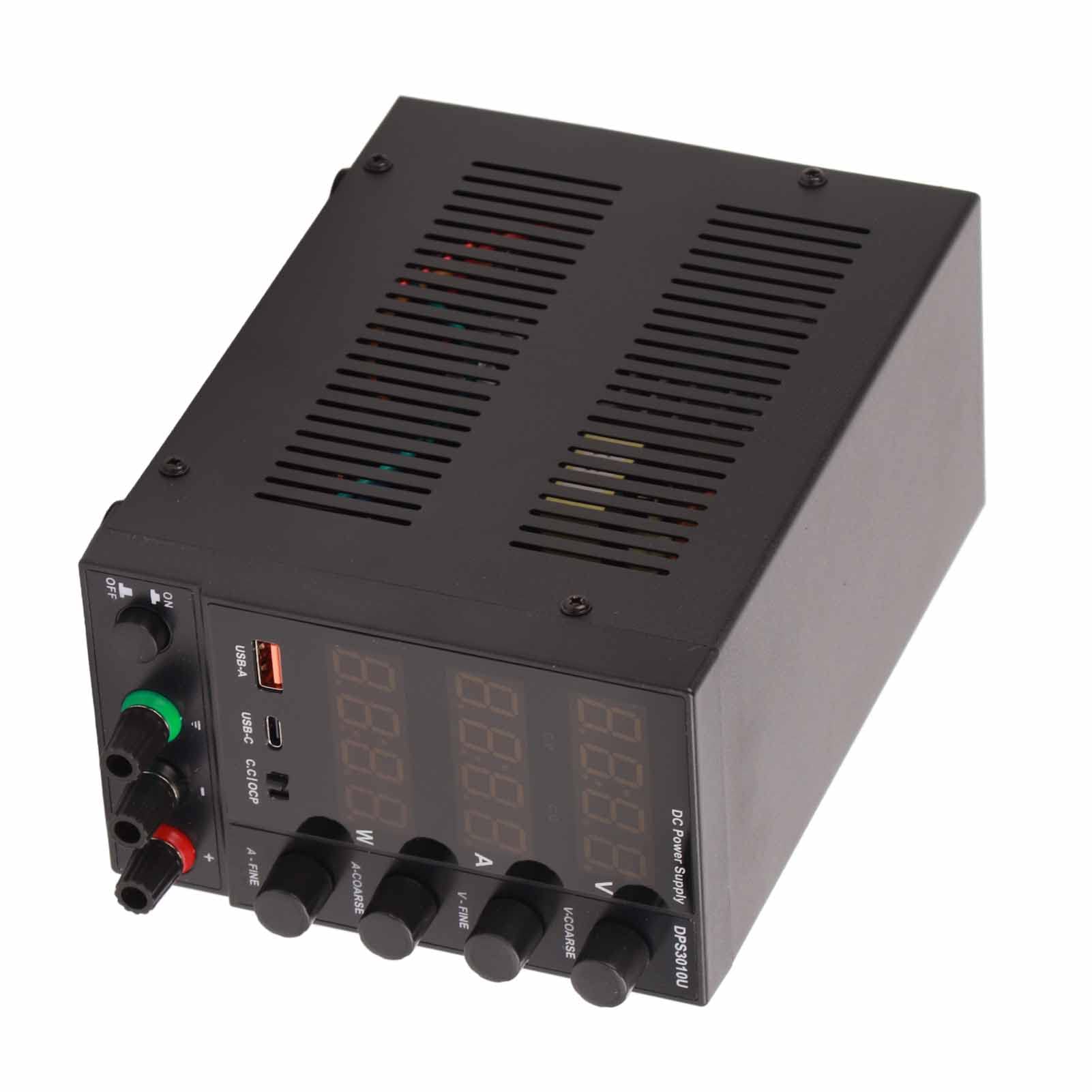 FTVOGUE Regulowane 30 V 10A DC Zasilacz USB Szybkie ładowanie OBTERNEK OBROTOWE DLA PŁATNOŚCI PLAPOWEGO, SZKOŁYCH LABORY I LINE PRODUKCJI (Wtyczka UE 220V 4W)