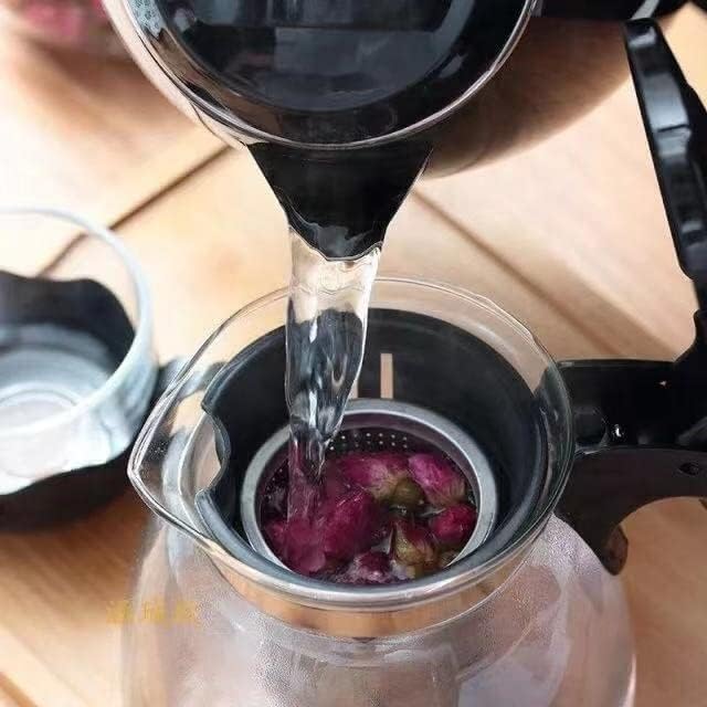Image of Glass Tea Pot with Stainless Steel Infuser || Large Capacity Transparent Tea Kettle with Lid & Handle || Great for Loose Leaf Tea, Blooming Tea, Tea Bags & Fruit Infused (Model 4)