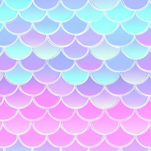 壁紙 60cm x 300cm 剥がせる シームレスパターン 虹の背景 人魚の鱗 かわいい カラフルな 背景 ホログラフィックプリント 明るい人魚パターン ベクター イラスト 多機能 防水/汚れ防止/防油 食器棚 クロ 玄関 ふすま紙 家具 部屋 DIY