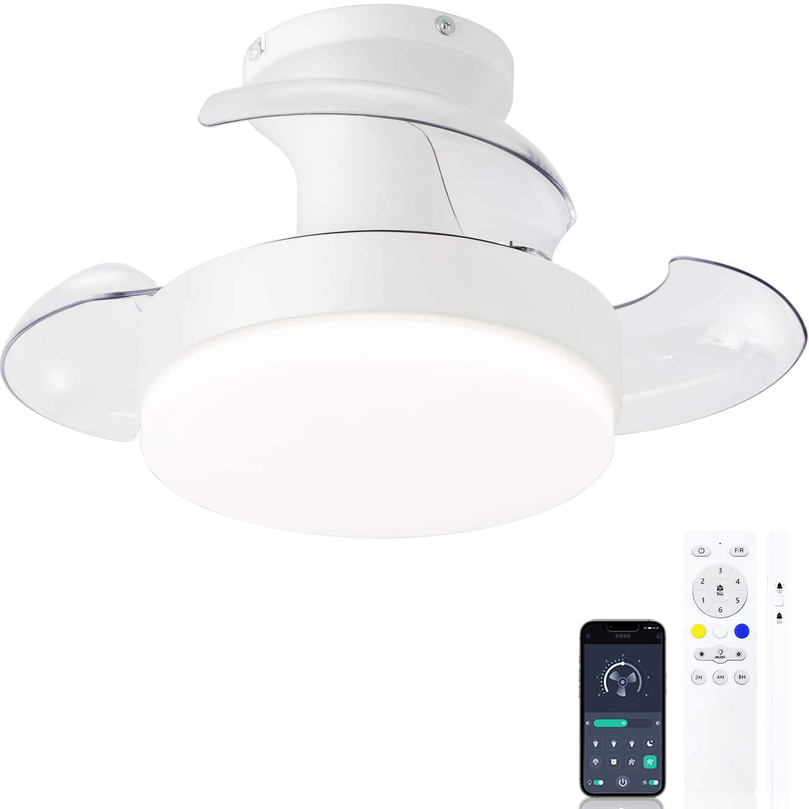 LANMOU Ventilatore Da Soffitto Con Luce LED - Telecomando E APP, 3 Velocità E Timer, Grigio