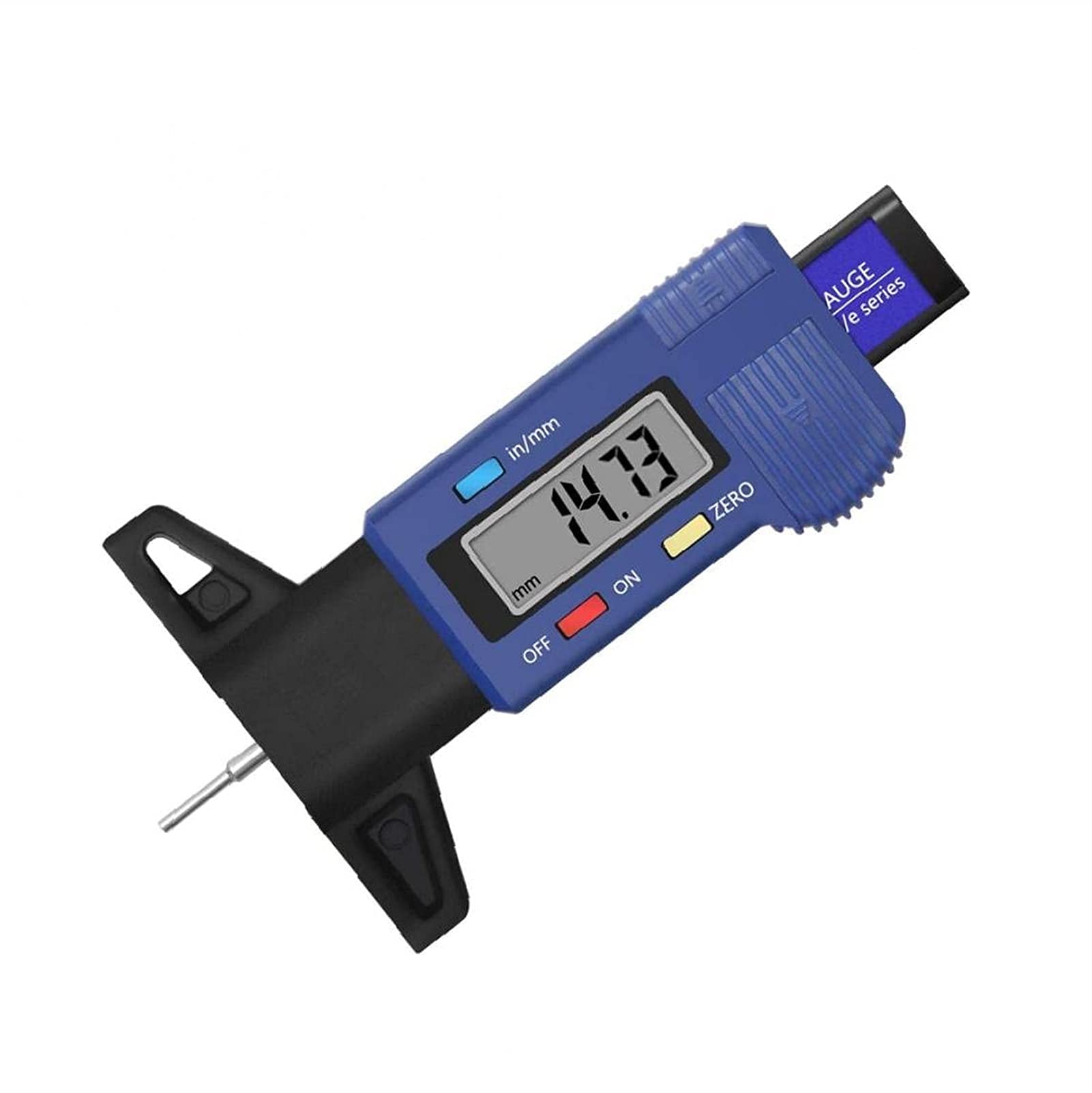 Medidor Digital de Profundidad de neumáticos Probador de Profundidad de Banda de Rodadura de neumáticos de 0-25,4 mm con Pantalla LCD Herramienta de medición de Calibre de Espesor Azul