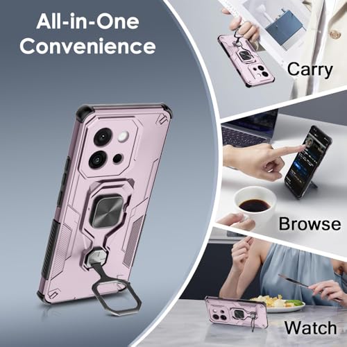 Image of TheGiftKart Tough Armor Bumper Back Case Cover for OnePlus 13s 5G | Ring Holder & Kickstand in-Built | 360 Degree Protection Back Case Cover for OnePlus 13s 5G (PC & TPU, Pink)