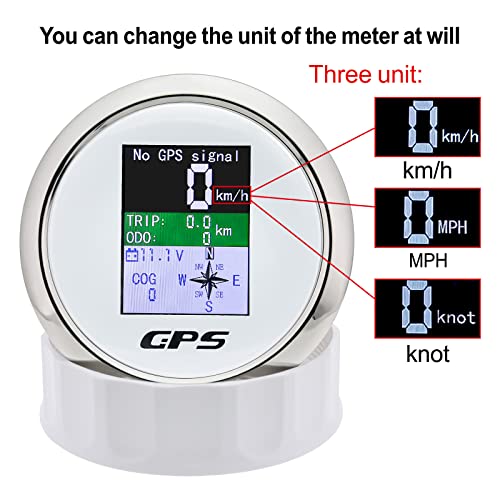 Image of GPS Speedometer 3-3 /8 inch 85mm Boat GPS Speedometer Odometer Waterproof White Antenna TFT Screen Digital MPH Knots Km /h for Boat Marine 9-32V Car