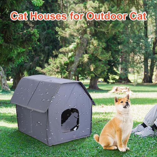 Katzenhäuser Outdoorkatzen- Wetterfestes Wildkatzenhaus- Warme Schlafhöhle 3, Kätzchen, Wildkatzen Ihren Garten, Terrasse, Balkon, Garage-2