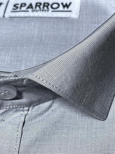 Sparrow-Outfit-Mens-Pure-Cotton-Regular-Fit-Shirt-Casual-Wear-Formal-Shirts-for-Men-and-Boys-Spread-Collar-Long-Sleeve-Button-Down-Shirt-for-Office-Parties-Festival-Special-Occasions-Grey Sparrow Outfit Men’s Pure Cotton Regular Fit Shirt | Casual Wear Formal Shirts for Men and Boys | Spread Collar Long Sleeve Button Down Shirt for Office Parties Festival Special Occasions (Grey)