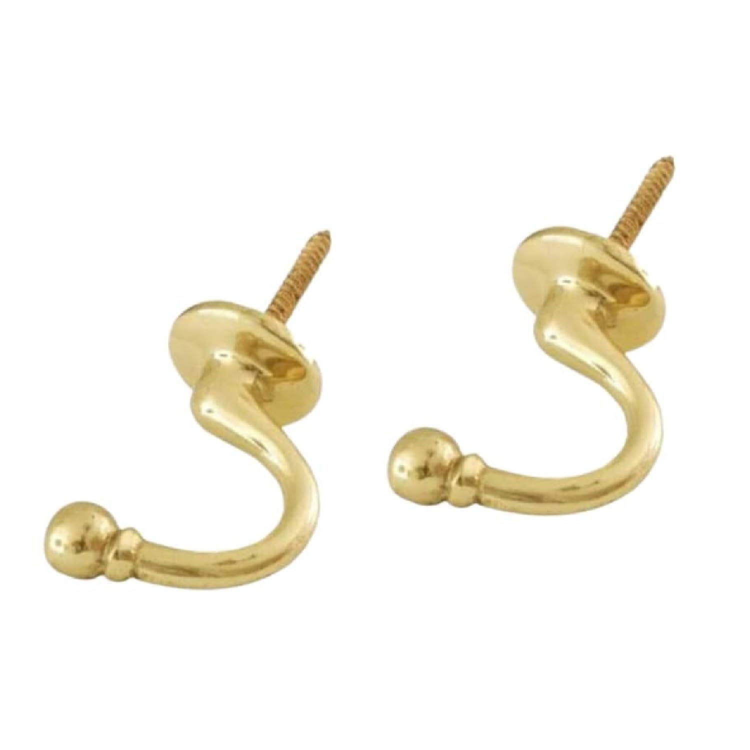 Sisi Uk Gold Brass Curtain Tie Backs Holdbacks – Ball End U-Shaped Wall Hooks For Drapes, Curtains, Clothes & Coat Hanger – Elegant Vintage Tie Back Fixings – Pack Of 2