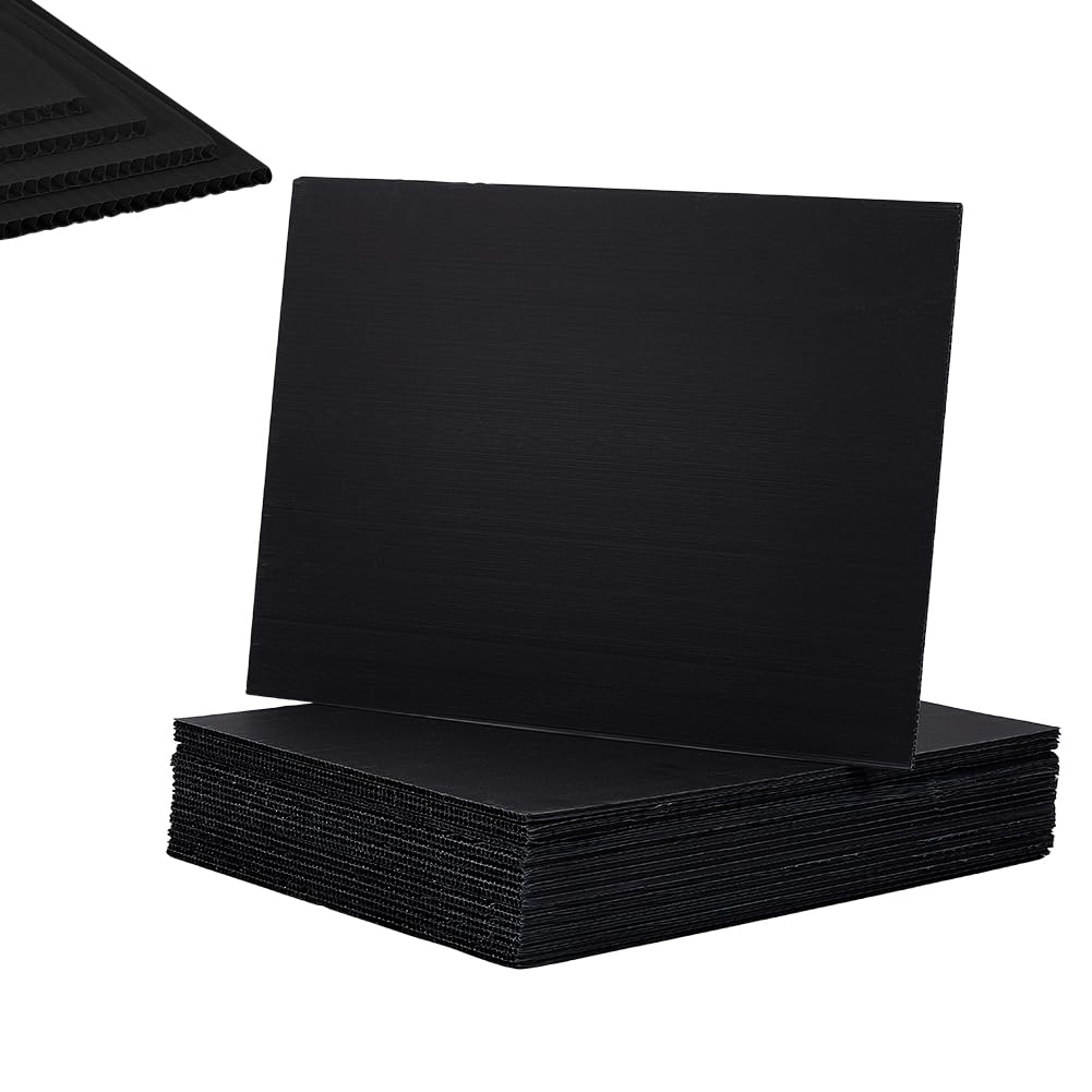 OLYCRAFT 20 Pcs Black Corrugated Plastic Board 30x40cm Poster Boards for Yard Sign Corrugated Plastic Sheet Waterproof Blank Board Sheets for Business Advertising DIY Projects Guidepost Decorations