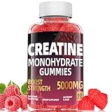 ZelKore Creatine Monohydrate Gummies for Men & Women, 5000mg Creatine Gummies to Support Strength, Recovery, Sugar Free & Vegan Creatine Chews Workout Supplements - Natural Raspberry Flavor, 60 Count