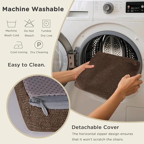Image of AddGrace Anti-Slip Bar Stool Cushions Square Bar Stool Seat Cushions with Ties Set of 4 Small Square Chair Pads with Machine Washable Cover 12 inchX12 inchX2 inch (Coffee)