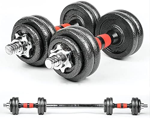 Adjustable dumbbell, 20.5-65.5lbs Adjustable Barbell Set, 2 in 1 Weight Dumbbell Set, Multifunction Free Weights Dumbbell Barbell Set, Exercise Fitness Equipment for Home Gym, Muscle Building & Core Fitness