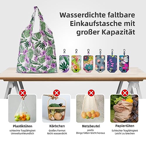 6 Stück Wiederverwendbare Einkaufstaschen, 50cm*37cm Faltbare Umweltfreundliche Einkaufstasche, Waschmaschinenfest, tragbare Leichte Kapazität Einkaufsbeutel für den täglichen Einkauf Loading
