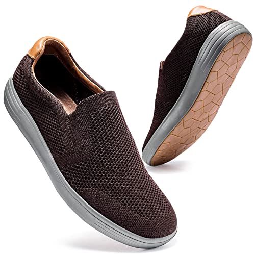 Image of konhill Mens Slip On Loafers Sneakers - Casual Knit Walking Shoes for Men, Lightweight Breathable Memory Foam Boat Shoes, Comfortable Slip-On Driving Loafers for Work Travel Beach