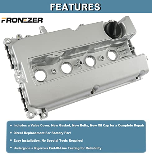 Aluminum Engine Valve Cover Kit With Gasket, Bolts, Oil Filler Cap Compatible With 2011-2016 Chevy Cruze, 2012-2018 Sonic, 2013-2020 Trax, 2009-2011 Aveo Aveo5 1.6L 1.8L Replace# 55558673 55564395 #TOP1