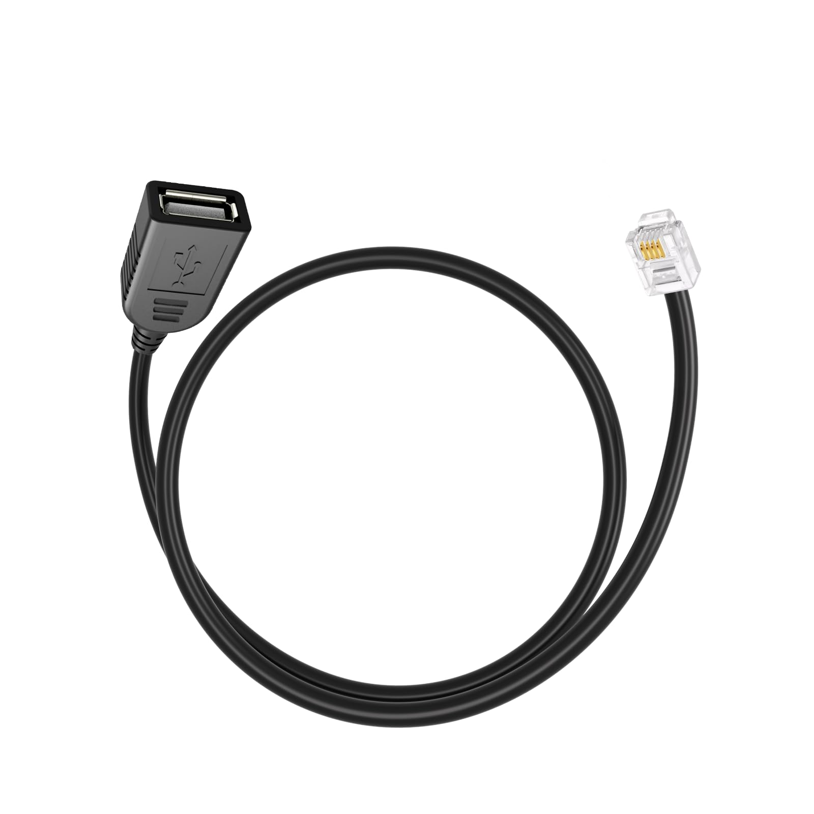 SYGGDERS RJ11 to USB Adapter, RJ116p4c to USB Female Cable, Used for Telephone Communication, Fax Machine, Modulation and Demodulation Adapter (30cm)