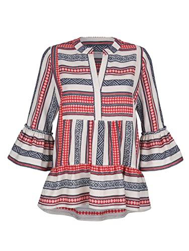 Alba Moda Schlupfbluse Erwachsene-Weiblich Figurumspielend Off-White, Rot,...