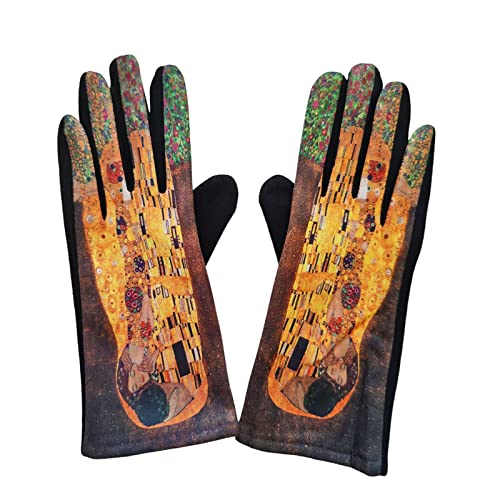 Toocool Guantes Mujer Van Gogh Klimt Invierno Elegantes Guantes Táctiles con Cuadros Famosos Pintores WS-C65 [Talla única, Beso] ⭐