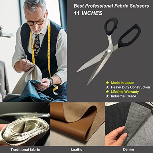 Tonma Sewing Scissors [Made In Japan] 11 Inch Professional Sharp Tailor Scissors For Fabric Cutting, Heavy Duty Commercial Japanese Dressmaking Shears For Home Office Leather Dressmakers Crafting #TOP4