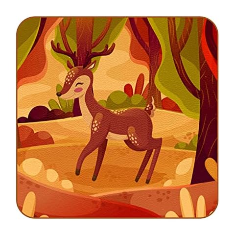 Set of 6 Pieces Coasters for Drink,Autumn Leaves Square Cup Pad Mat for Insulation Heat Protect and Decor Furniture Cover