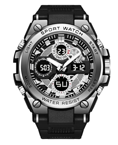 Image of V2A Stryke-TERRAX 5220 Analog-Digital Sports Watch for Men | Bold 3D Dial Design | 50M Waterproof Quartz Watch with Alarm, Stopwatch, Day-Date & Backlight | Rugged Everyday Performance