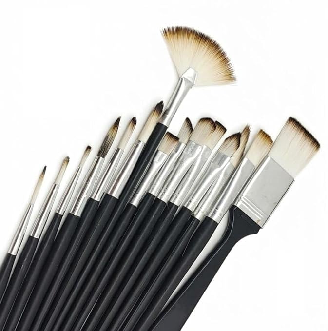 Image of ECLET Handmade Professional Artist Painting Brush Set for Acrylic, Watercolor, & Gouache Painting with- (15 Assorted Brushes), Synthetic Bristle
