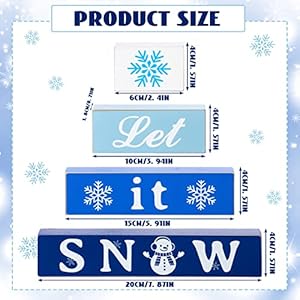 Gerrii 4 Pcs Winter Table Decor Snowflake Block Signs Wooden Tabletop Decor Rustic Winter Tiered Tray Blocks Farmhouse Snow Decorations for Home office
