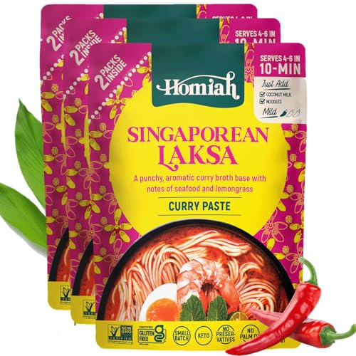 Homiah Laksa Curry Paste (Value 3 Pack x 7 Oz)