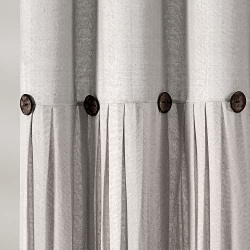 Image of Lush Decor Linen Button Shower Curtain, 72 inch W x 72 inch L, Gray - Gray Shower Curtain Fabric - Bathroom Curtain - Farmhouse Bathroom Decor