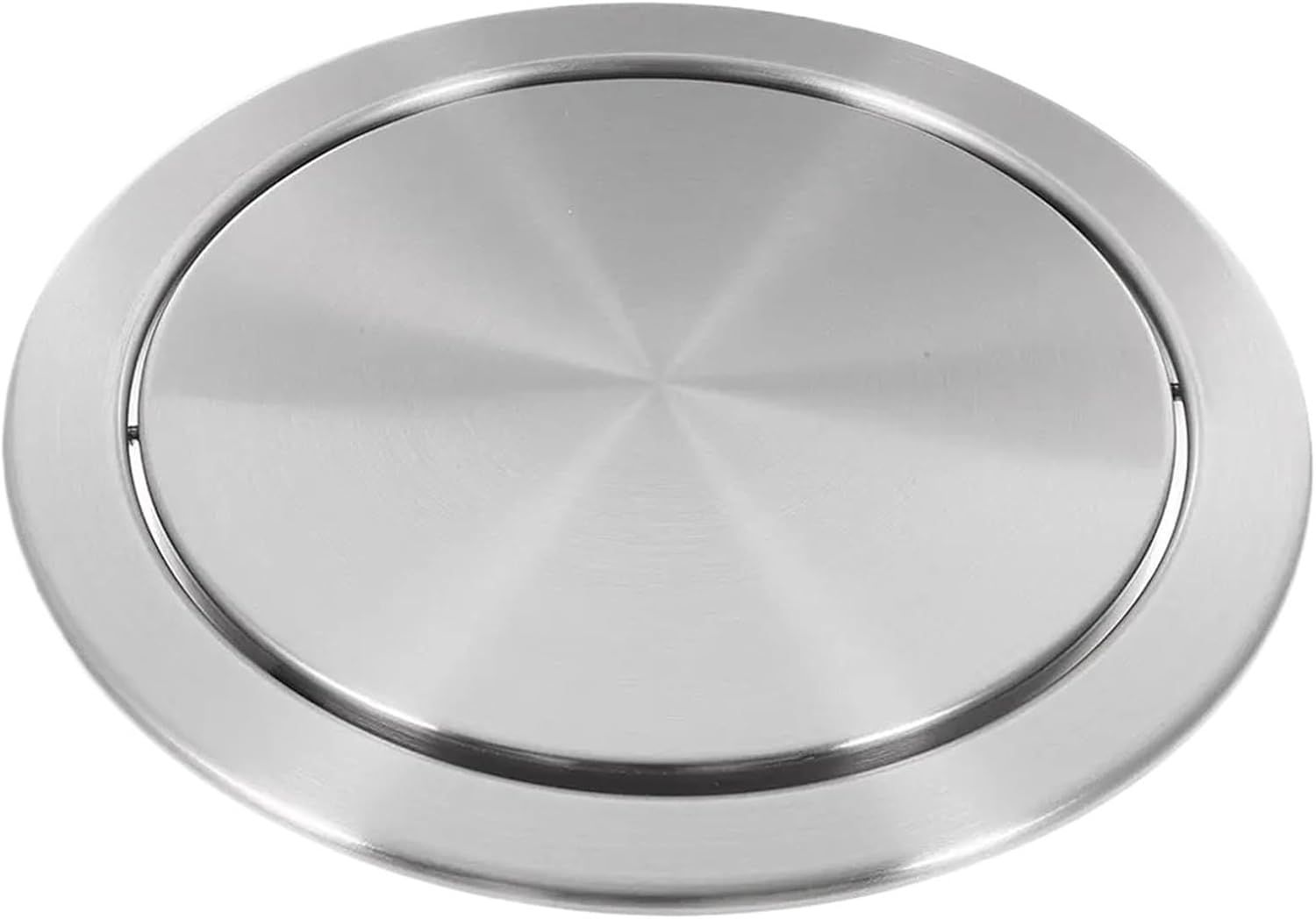 Built-in Dustbin Lid Round Stainless Steel Trash Flap Flush Recessed Built-in Balance Swing Flap Lid Cover Trash Bin Garbage Can Kitchen Counter Top,3.3X26.8X26.8Cm,3.3x23.8x23.8cm