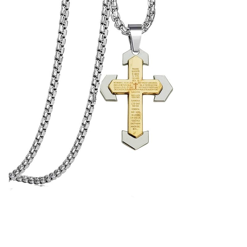Religious Lord Jesus Christ Cross Bible Prayer Stainless Steel Inspirational Christian Jewelry Meaningful Religious Gift for Boys-image-22