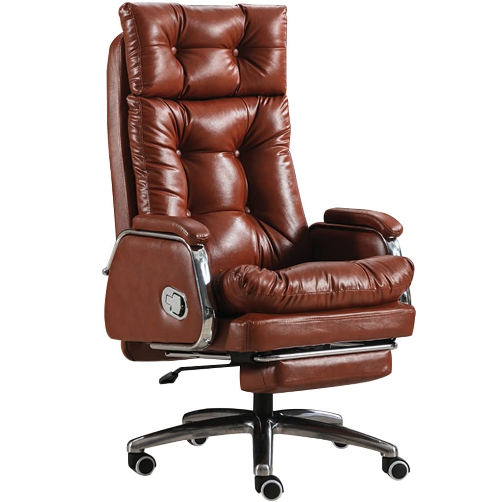 HTTGDGDH Adjustable 155° Nap Reclining Executive Office Chair With Footrest Soft Ions Supports Up To 330.7Lbs Ergonomic Design Amber Color For Comfort,Amber-115-121x52cm