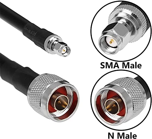 Image of Low-Loss Coaxial Extension Cable (50 Ohm) SMA Male to N Male Connector,Pure Copper Coax Cables for 3G /4G /5G /LTE /ADS-B /Ham /GPS /WiFi /RF Radio to Antenna or Surge Arrester Use (Not for TV) (1.5 ft)