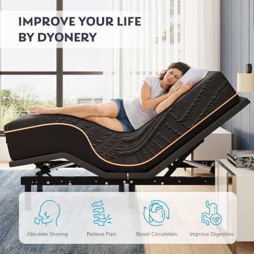 Image of Dyonery Twin XL Adjustable Bed Base + 14 Inch Memory Foam Mattress | Wireless Remote, Head and Foot Incline, Zero Gravity, Cooling Copper Foam, Fiberglass Free Mattress, Tools-Free Assembly