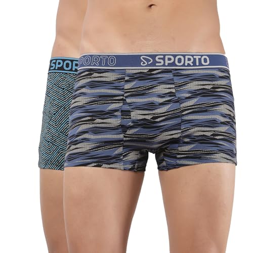 sporto Cotton Printed Trunks for Men's Multicolour Combo Pack of 2 (Colour and Print May Vary)