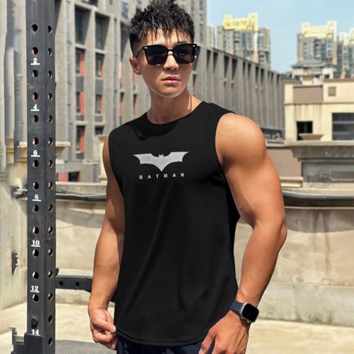 Image of Men's Sandow Sleeveless Vest - Slim Fit Ribbed Cotton Blend Tank Top - Lightweight Crew Neck Gym Workout Undershirt for Summer
