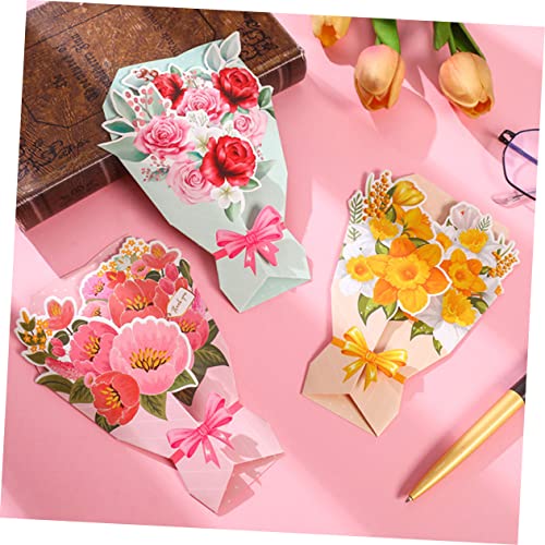 PLAFOPE 6 Pçs Cartão Em Forma De Buquê Flores De Papel Para Funcionários Buquê Cartões De Agradecime