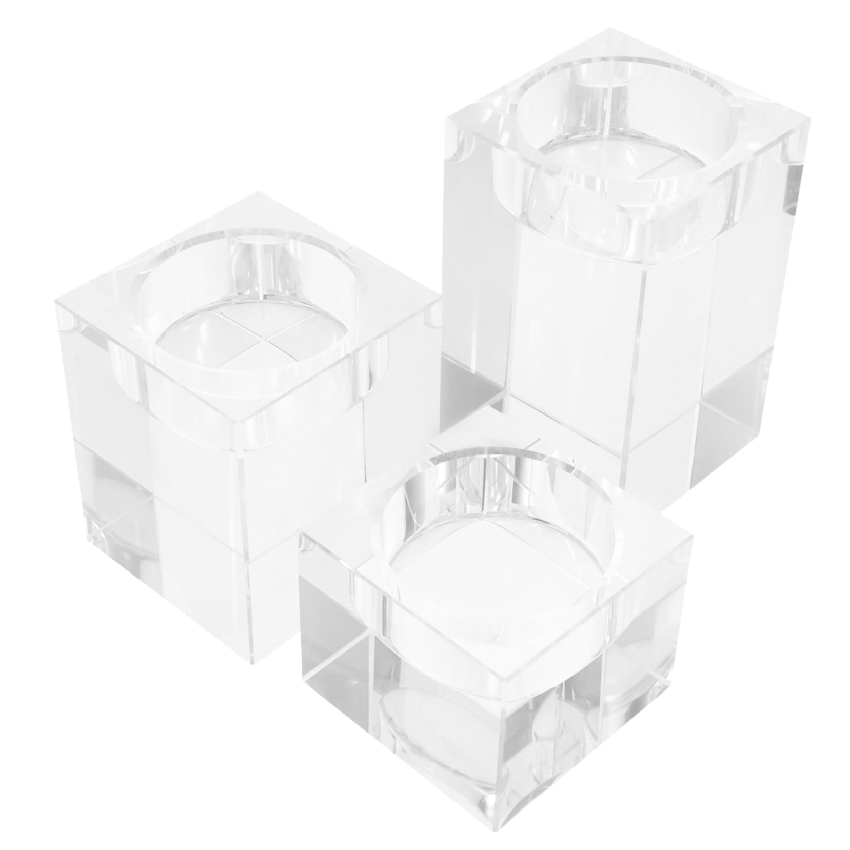 Portavelas de Té de Cristal 3 Piezas para Mesa y Bodas