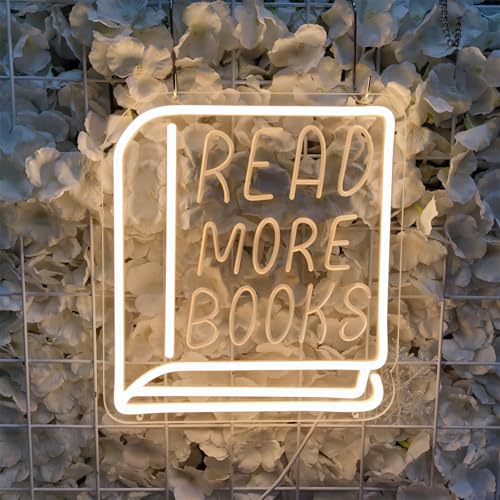 Image of Read More Books Neon Sign Pencil Neon Light Student LED Neon Light Colorful Neon Light Up Sign Suitable for Classroom Bookstore Library Museum Study Room,DecoBrilliand, (11.8 inch*10.7 inch)