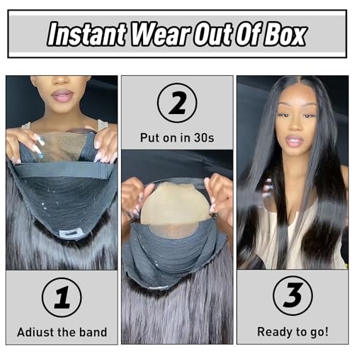 Image of Wear and Go Glueless Wig Deep Wave, Glueless Wigs Human Hair Pre Plucked Pre Cut, 6x4 SKINLIKE Real HD Lace Wig Ready to Wear, 200% Density Lace Front Closure Wigs for Women 26 inch