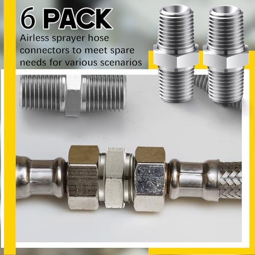 Conectores de manguera de pulverización sin aire NPT de 1/4 x 1/4 pulgadas Zonon Paquete de 6 4