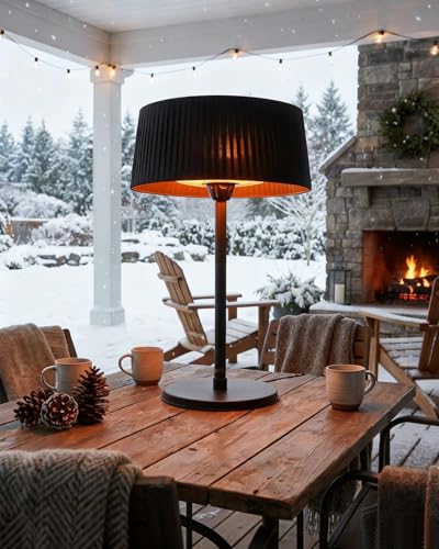 Cobuy Electric Outdoor Heater for Patio, 1500W Infrared Heater for Indoor & Outdoor, IP55 Waterproof, Fast Heating, Tip-Over Protection, Perfect for Garden, Balcony, Garage (black, tabletop)