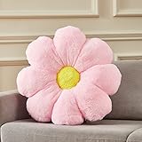 Ailive 20' Pink Flower Pillow Floor Pillow Seat Cushion – Faux Rabbit Fur Plush Throw Pillow, Cozy Floor Cushion & Gift for Kids