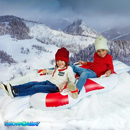 Winter Sledding Jumbo Inflatable Peppermint Snow Sled For 2 Person. 77 Inch Wide Snowcandy Sled With Handles For Adults, Teens Or Kids. Made From Heavy-Duty Pvc For Extreme Strenght. #TOP2