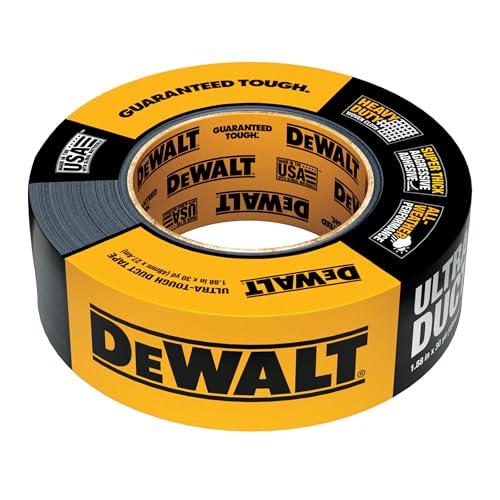 DEWALT Ultra Tough Duct Tape, 1.88 in x 30 yd, Heavy Duty, Ultra Strong, Aggressive Adhesive, All-Weather, Single Roll, Black