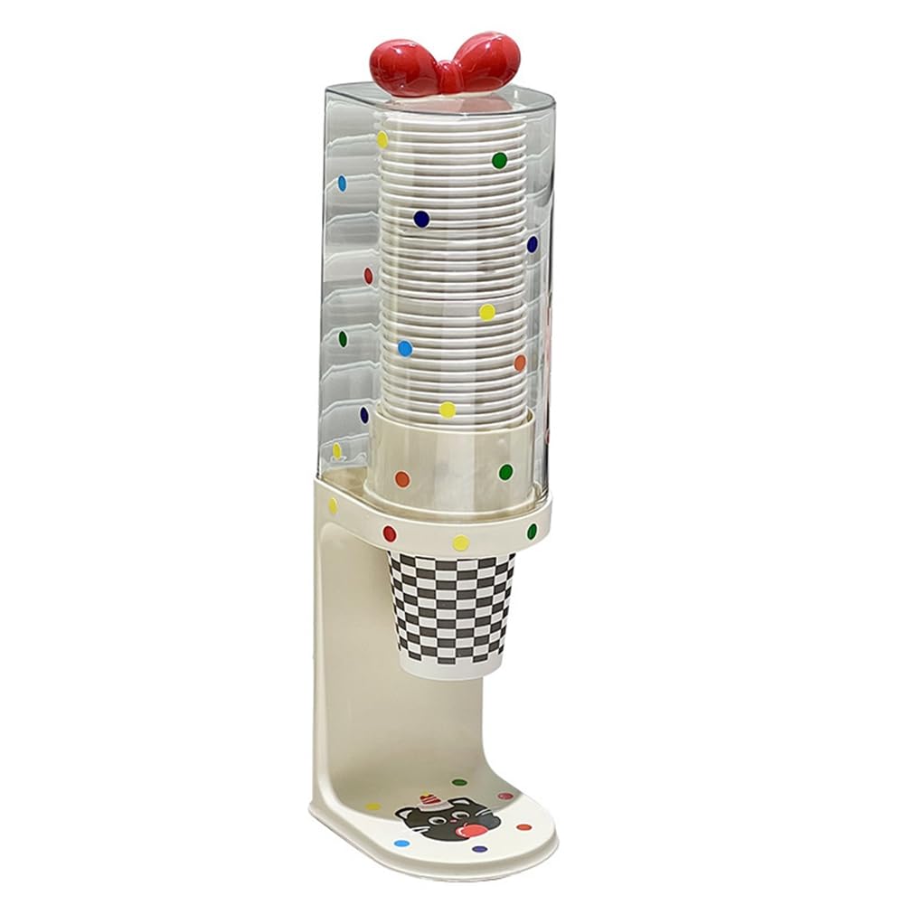 UDSKNV[KSL Water Cup Dispenser Flat Bottom Cups, Water Dispenser Disposable Cup Holder Rack Pull Type Paper Water Cup Dispenser