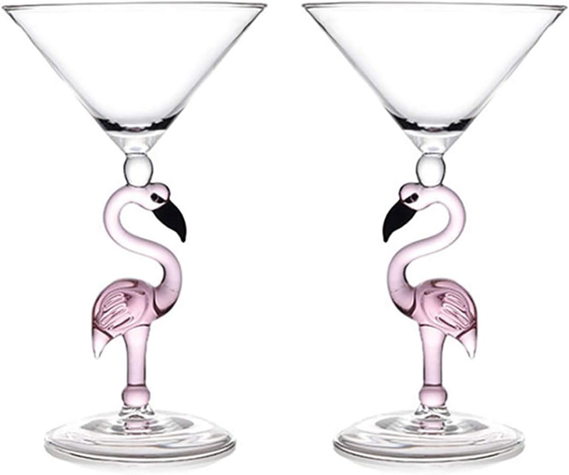 CerahomeMartini Gl 2-Set Creative Flamingo 5-Ounce Cocktail Gl, Inverted Cone Shaped Stemware, Bar Accessories, Ideal Gifts for Housewarming, Wedding, Birthday Celebrations (Couple)