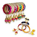 LOVENSPIRE Silk Thread Bangles Designer Kundan Bangle Bracelet Set for Women Ethnic Handmade Beautiful and Stylish Assorted Kangan with Latkan Free Size Fashion Jewelry for Indian Wedding